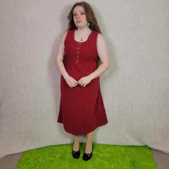 Blair Red Corduroy Midi Dress, MP - Picture 1 of 5